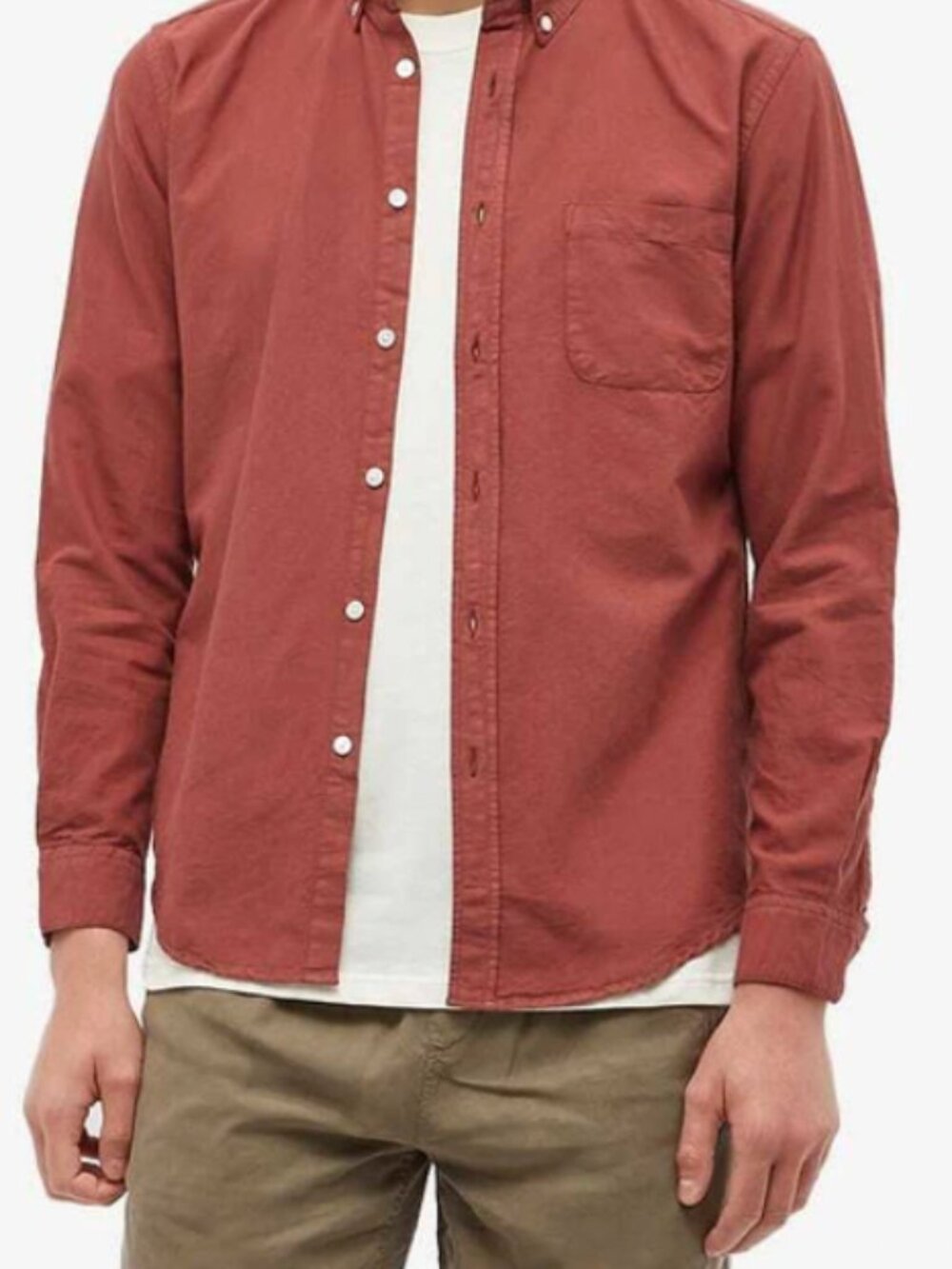 Portuguese Flannel Men's Belavista Button Down Oxford Shirt in Bordeaux, Size L